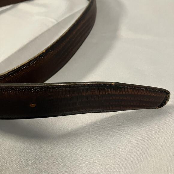 Tino Cosma Belt Mens 38 Genuine Leather Solid Brass Made Italy Dress Accessory - Picture 3 of 16